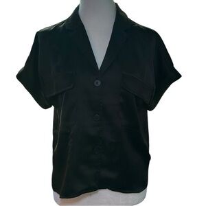 Rachel Zoe Black Boxy Button Down Shirt Large